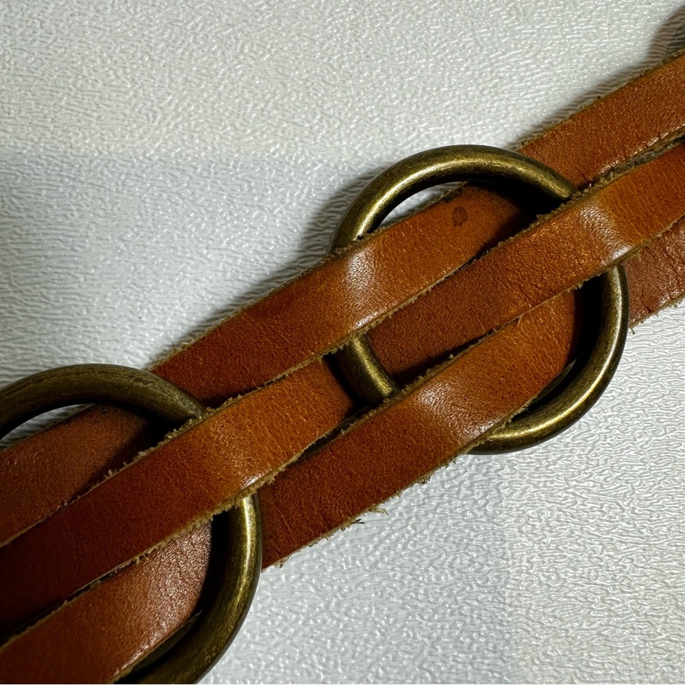 Express Brown Leather Woven Chain Style Belt - Picture 9 of 13